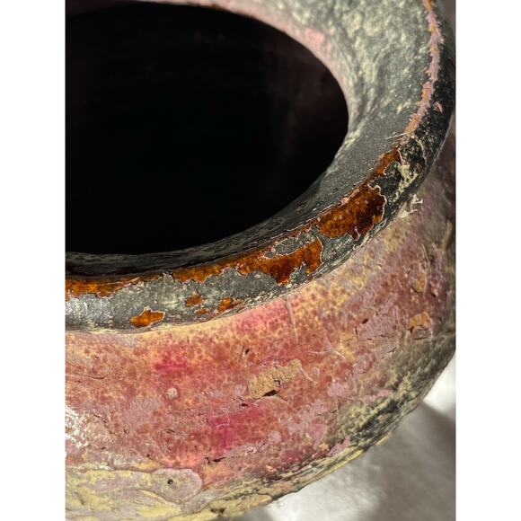 Neutral and Purple Rustic Textured Pottery Vessel vase ceramic Spanish Euro boho - Picture 6 of 16